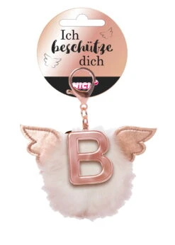 Nici 46971 Taschenanhänger Schutzbommel Mit Flügeln + Pompon Metallbuchstabe B